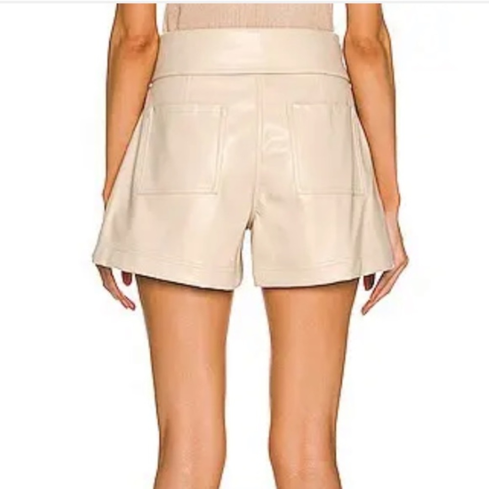 New Jonathan Simkhai‎ Mari Vegan Leather Tie Waist Short in Beige - Picture 3 of 10